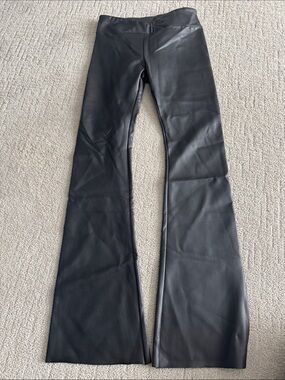 Splendid x Cella Jane Black Faux Leather Flared Pants